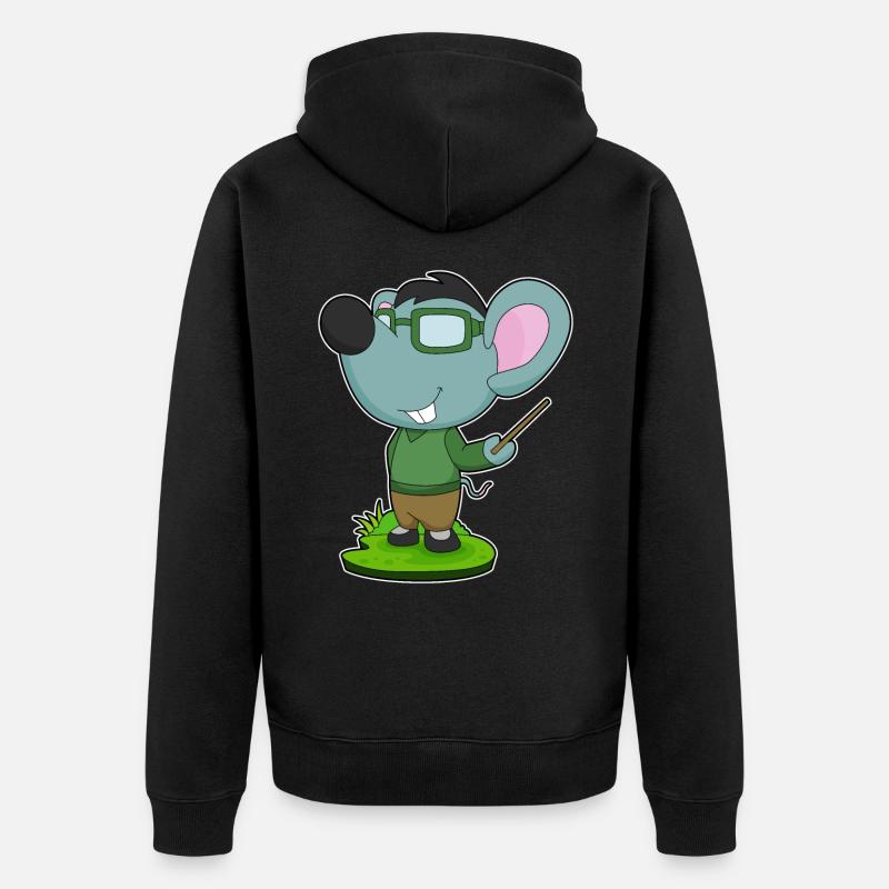 Maus Lehrer Pointer - Unisex Premium Bio Zip Hoodie - Schwarz