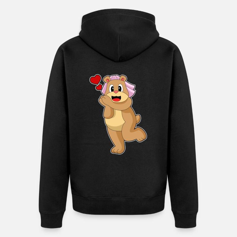 Bear Bride Veil Wedding - Unisex Premium Organic Zip Hoodie - black