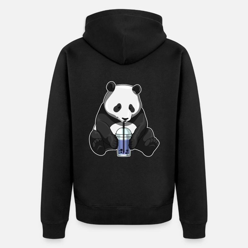 Panda Bubble Tea - Unisex Premium Bio Zip Hoodie - Schwarz