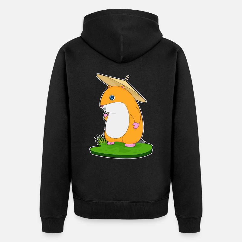 Hamster Regen Regenschirm - Unisex Premium Bio Zip Hoodie - Schwarz