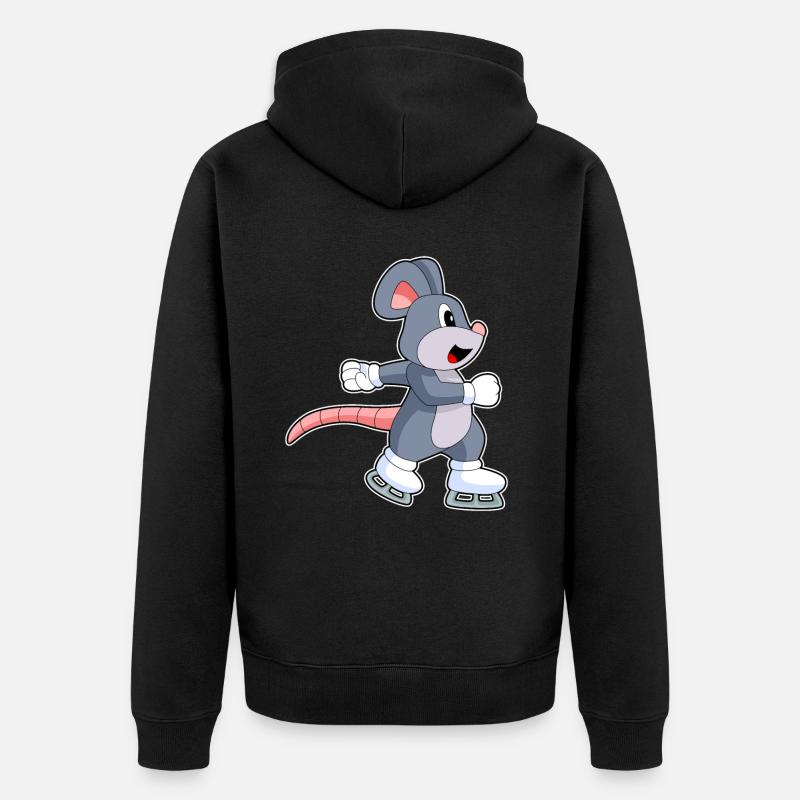 Souris patins à glace - Veste à capuche bio Premium Unisexe - noir