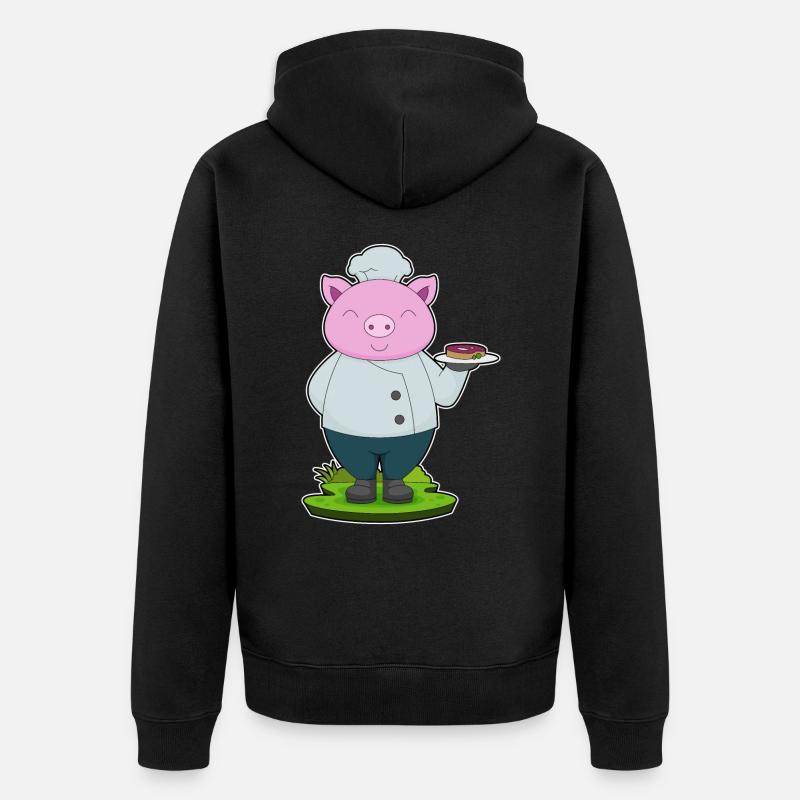 Schwein Koch Fleisch - Unisex Premium Bio Zip Hoodie - Schwarz