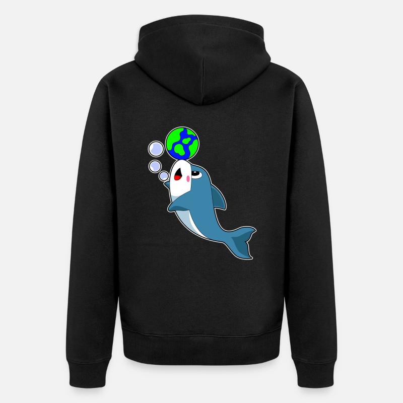 Delfin Erde - Unisex Premium Bio Zip Hoodie - Schwarz