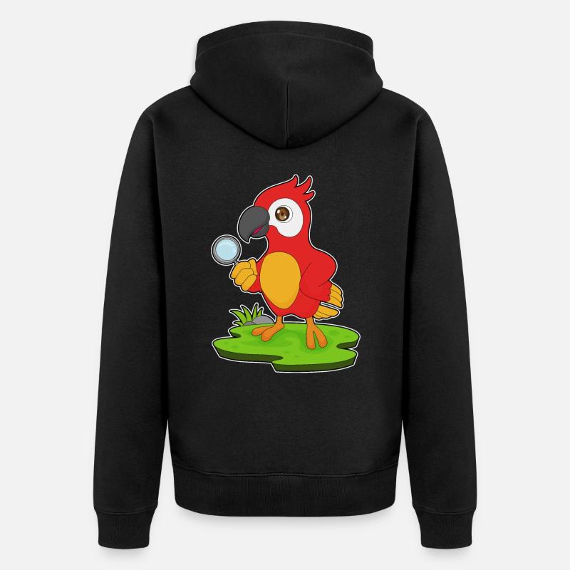 Perroquet Détective Loupe - Veste à capuche bio Premium Unisexe - noir