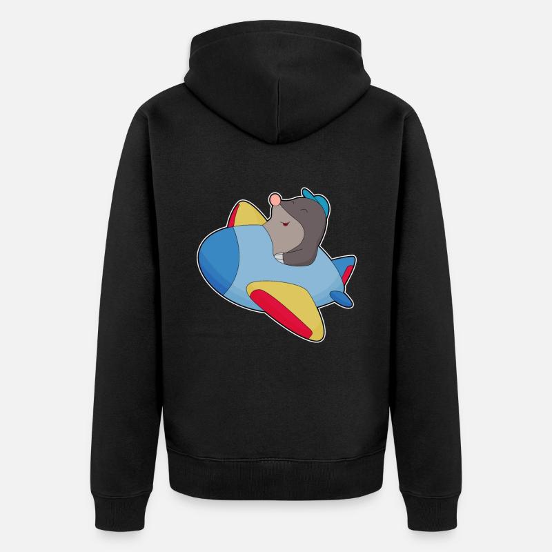 Avion pilote taupe - Veste à capuche bio Premium Unisexe - noir