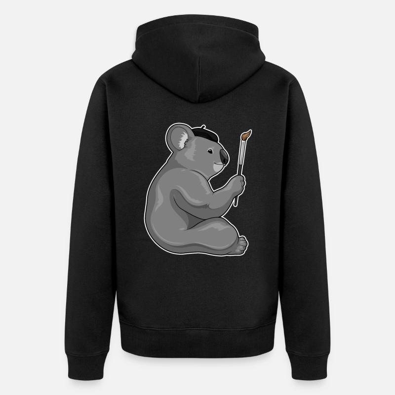 Pinceau de peinture Koala - Veste à capuche bio Premium Unisexe - noir