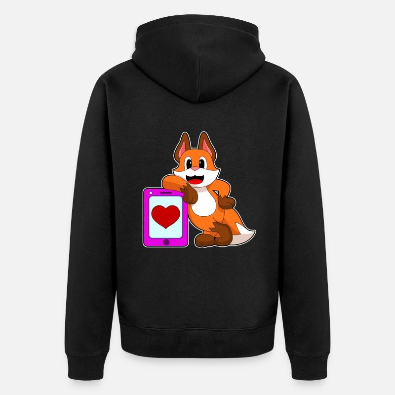 Fuchs Herz - Unisex Premium Bio Zip Hoodie - Schwarz