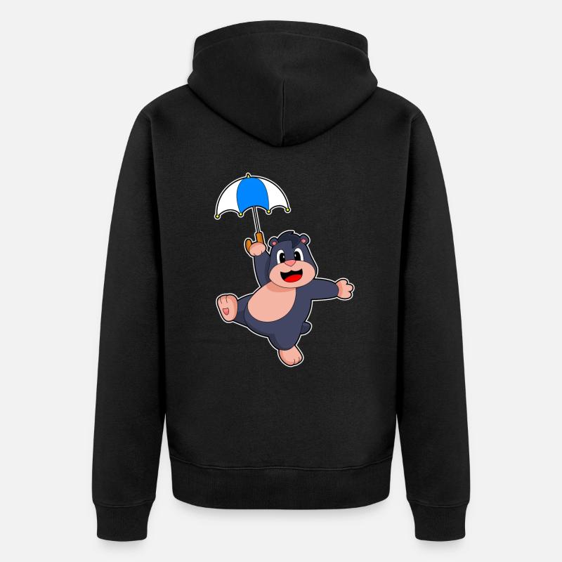 Maulwurf Regenschirm - Unisex Premium Bio Zip Hoodie - Schwarz