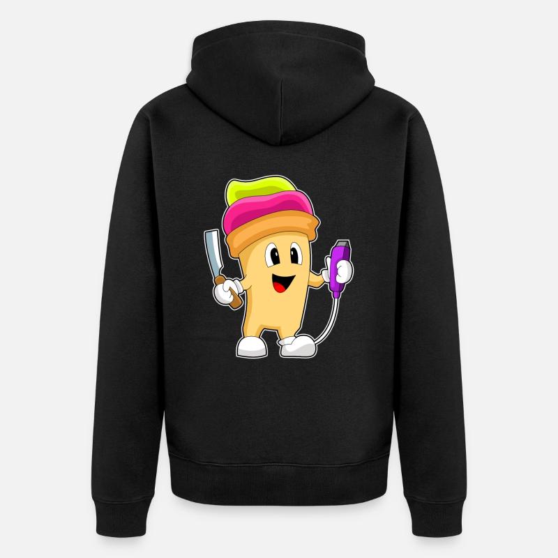 Eisbecher Friseur Rasierer - Unisex Premium Bio Zip Hoodie - Schwarz