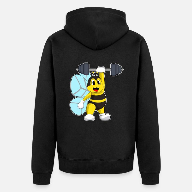 Abeille Musculation Barbell - Veste à capuche bio Premium Unisexe - noir