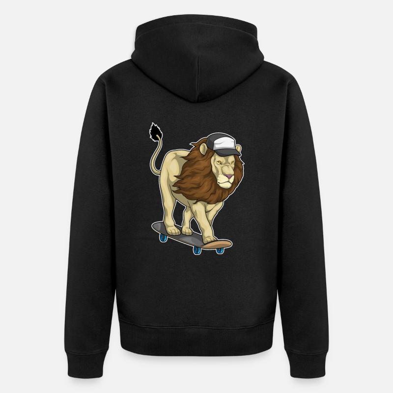 Lion Skater Skateboard - Veste à capuche bio Premium Unisexe - noir