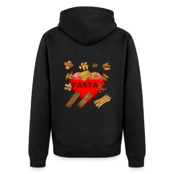 I love Pasta - Unisex Premium Bio Zip Hoodie - Schwarz - Hinten - Nico (187cm)