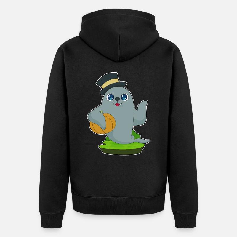 Citrouille d'Halloween scellée - Veste à capuche bio Premium Unisexe - noir