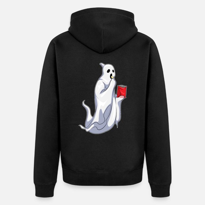 Chips d’Halloween fantôme - Veste à capuche bio Premium Unisexe - noir