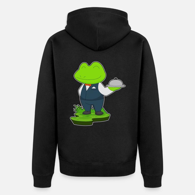 Frosch Kellner Servierplatte - Unisex Premium Bio Zip Hoodie - Schwarz