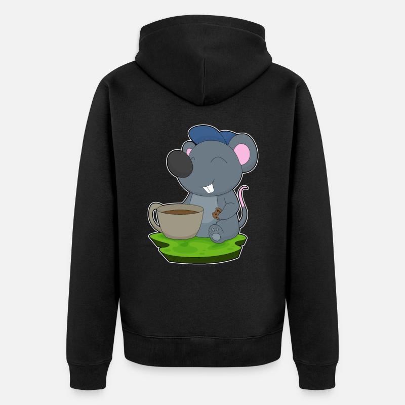 Maus Kaffee Tasse - Unisex Premium Bio Zip Hoodie - Schwarz