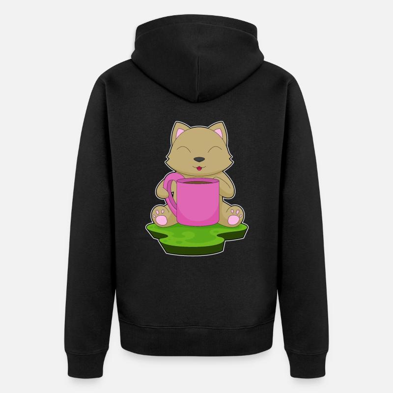 Tasse à café chat - Veste à capuche bio Premium Unisexe - noir