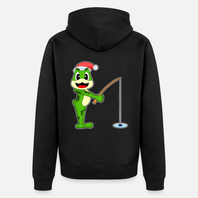Grenouille de Noël Pêche - Veste à capuche bio Premium Unisexe - noir