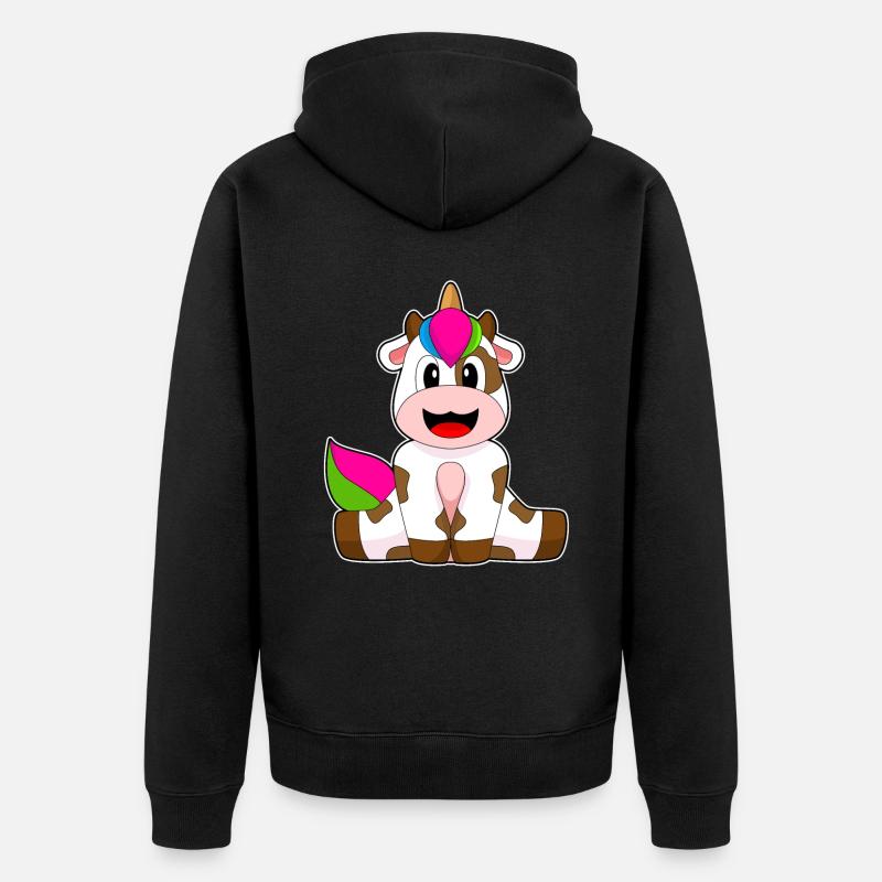 Kuh Einhorn - Unisex Premium Bio Zip Hoodie - Schwarz