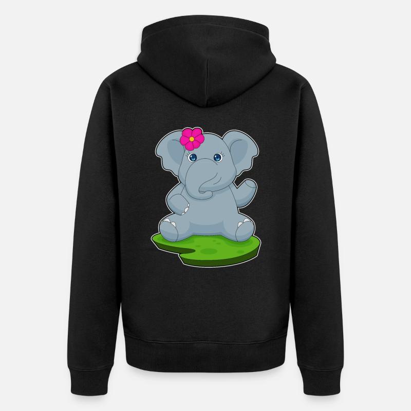 Elefant Blume - Unisex Premium Bio Zip Hoodie - Schwarz