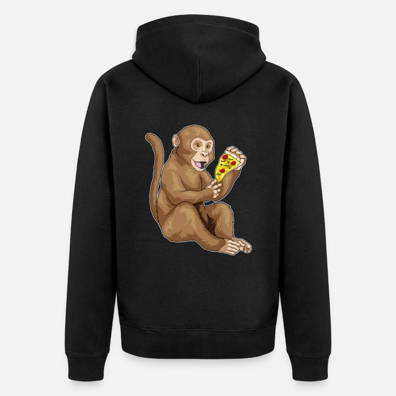 Monkey Pizza - Unisex Premium Organic Zip Hoodie - black