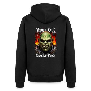 Terreur Ork Orc Culte impie - Veste à capuche bio Premium Unisexe - noir - Dos - Nico (187cm)
