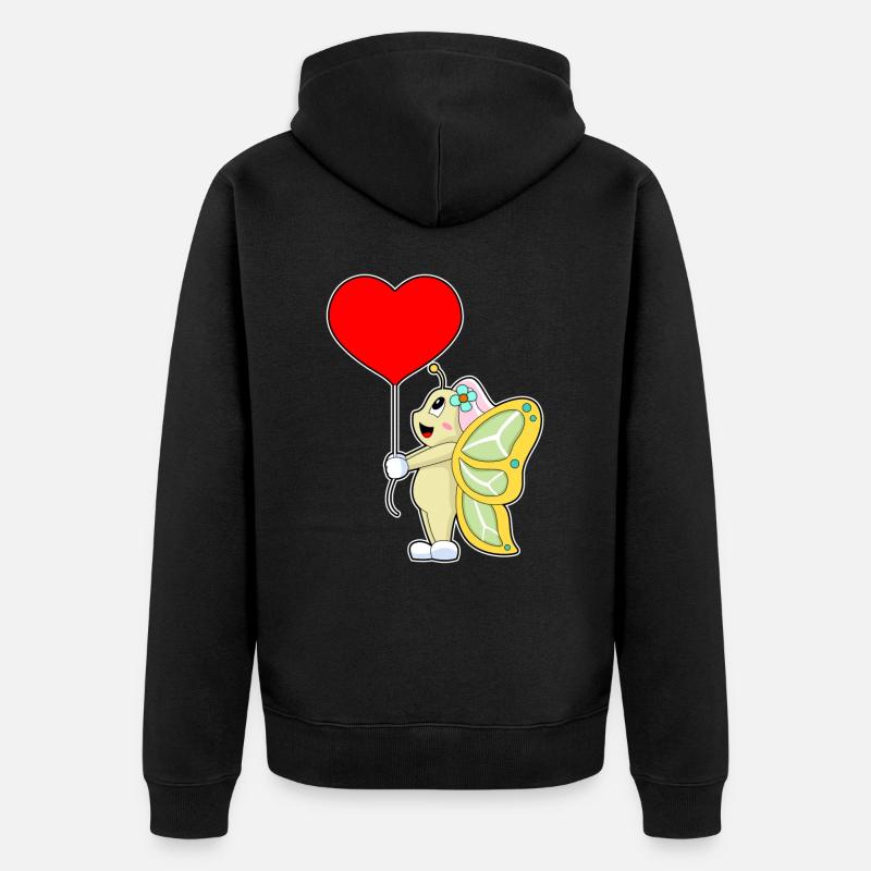 Papillon mariée coeur mariage - Veste à capuche bio Premium Unisexe - noir