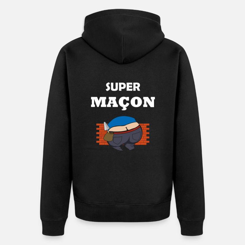 Humour super maçon - Sourire du maçon - Raie - Veste à capuche bio Premium Unisexe - noir