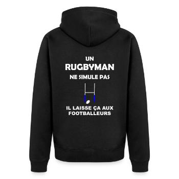 Rugbyman - Rugby - rugbyman contre footballeur - Veste à capuche bio Premium Unisexe - noir - Dos - Nico (187cm)