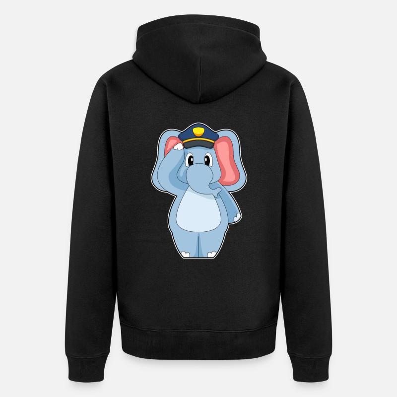 Éléphant Policier Police - Veste à capuche bio Premium Unisexe - noir