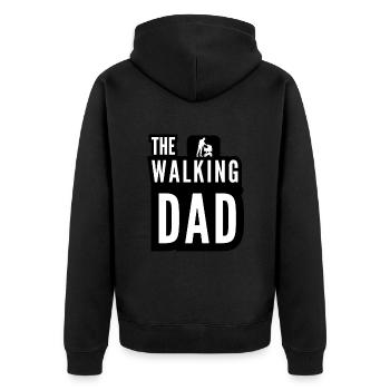The Walking Dad Daddy Stroller White Black - Unisex Premium Bio Zip Hoodie - Schwarz - Hinten - Nico (187cm)