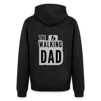 The Walking Dad Stroller Baby Black Grey - Unisex Premium Organic Zip Hoodie - black - Back - Nico (187cm)