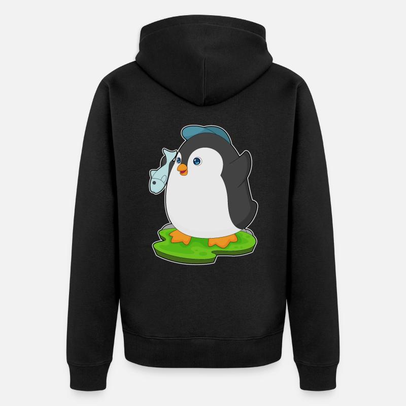Poisson pingouin - Veste à capuche bio Premium Unisexe - noir