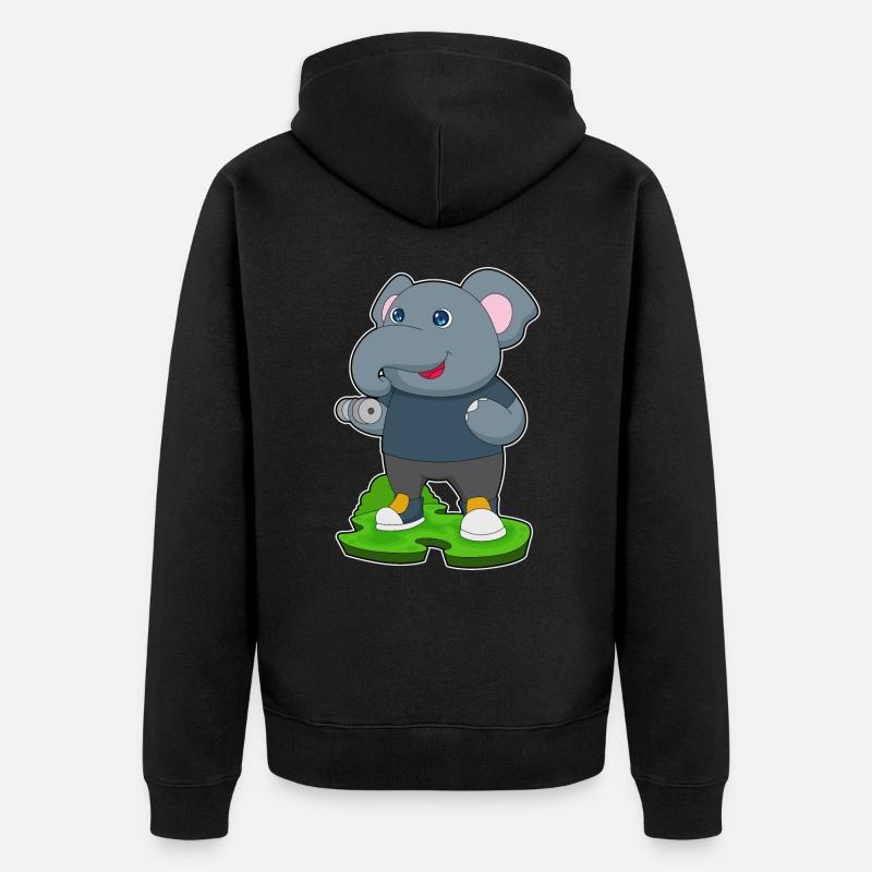 Haltère de musculation éléphant - Veste à capuche bio Premium Unisexe - noir