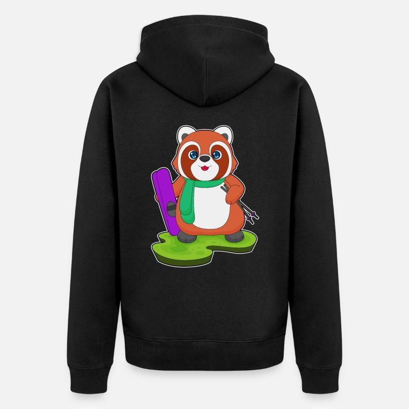 Red Panda Skier Ski - Veste à capuche bio Premium Unisexe - noir