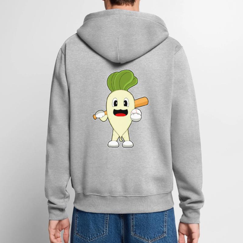 Radieschen Baseball Baseballschläger Unisex Premium Bio Zip Hoodie