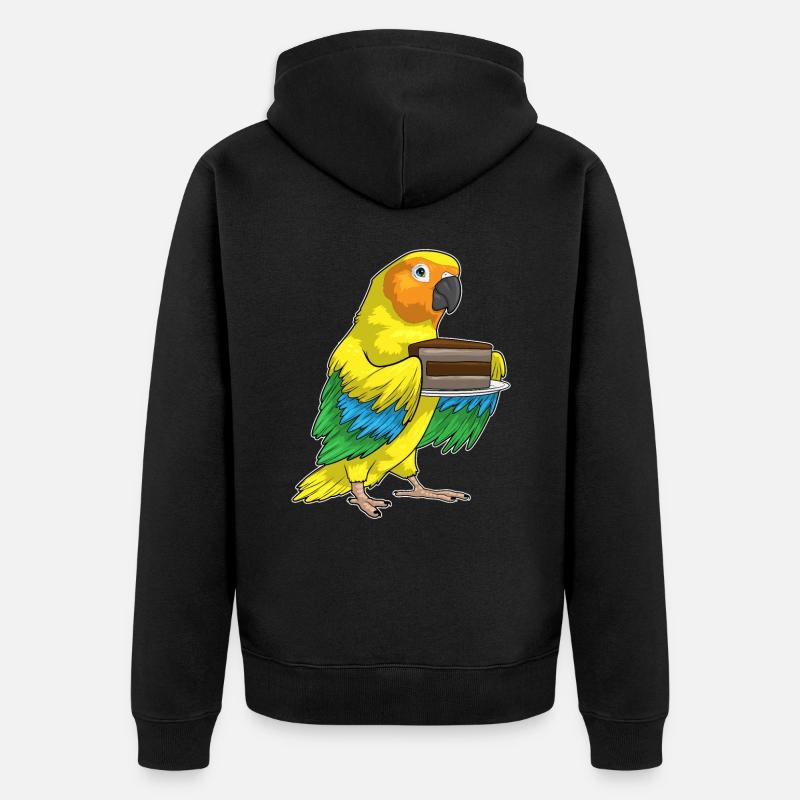 Gâteau d’anniversaire perroquet - Veste à capuche bio Premium Unisexe - noir