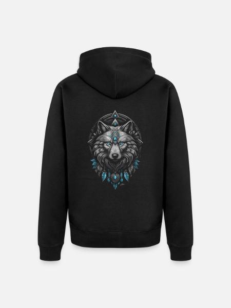 Viking Arctic Wolf - Unisex Premium Organic Zip Hoodie - black