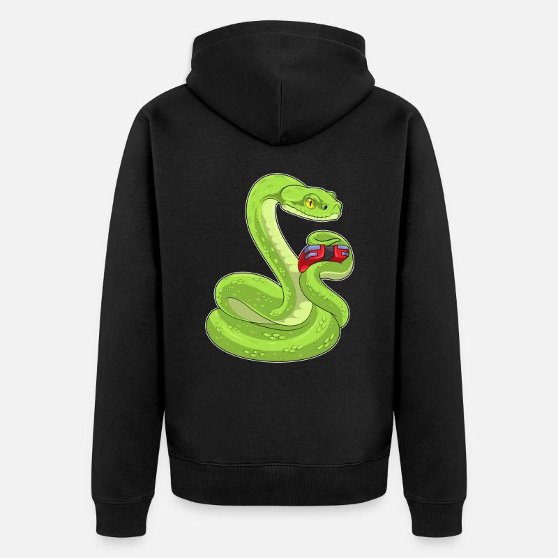 Snake Gamer Controller - Unisex Premium Organic Zip Hoodie - black