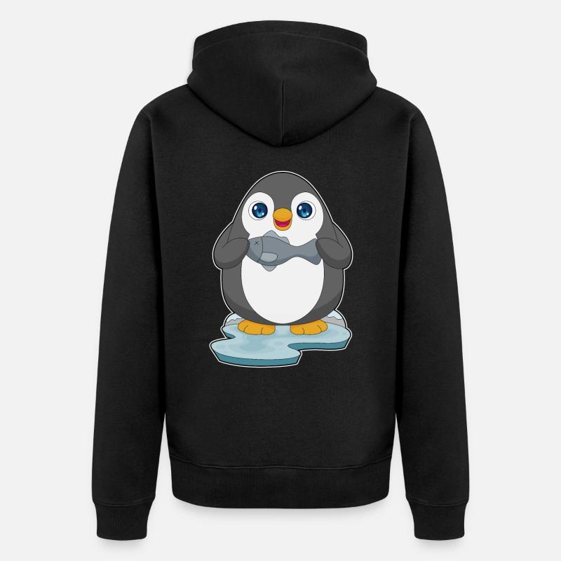 Poisson pingouin - Veste à capuche bio Premium Unisexe - noir