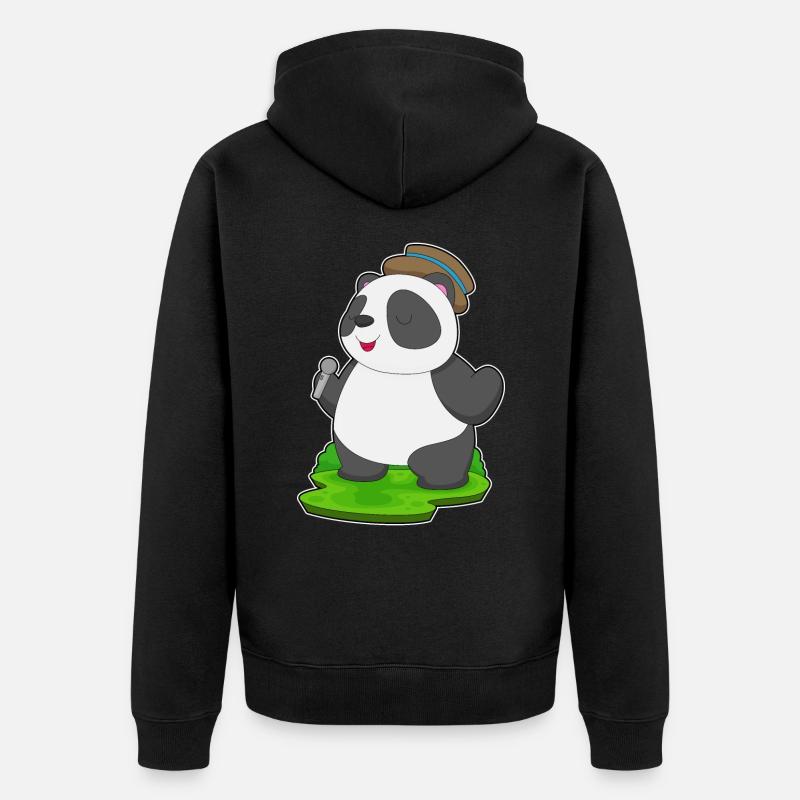 Panda Singer Microphone Musique - Veste à capuche bio Premium Unisexe - noir