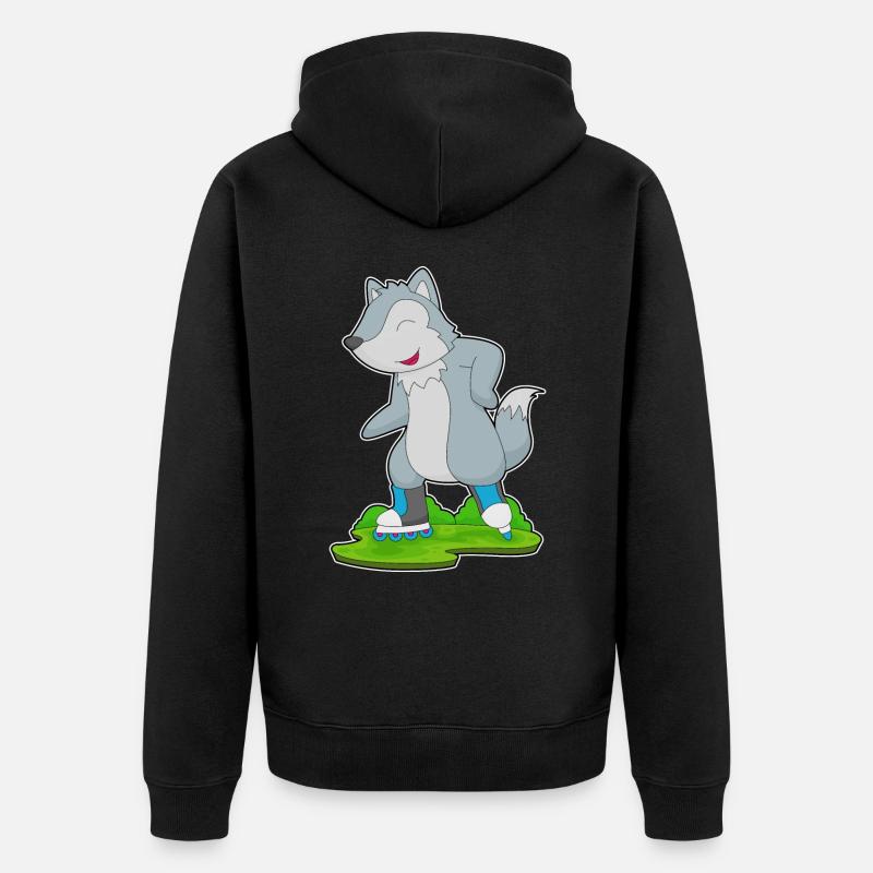 Wolf Inline skating Rollschuhe - Unisex Premium Bio Zip Hoodie - Schwarz