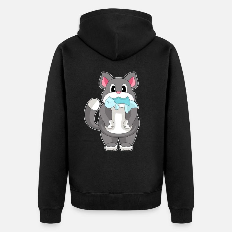 Poisson-chat - Veste à capuche bio Premium Unisexe - noir