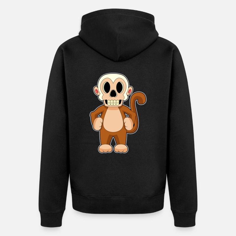 Singe Crâne d’Halloween - Veste à capuche bio Premium Unisexe - noir