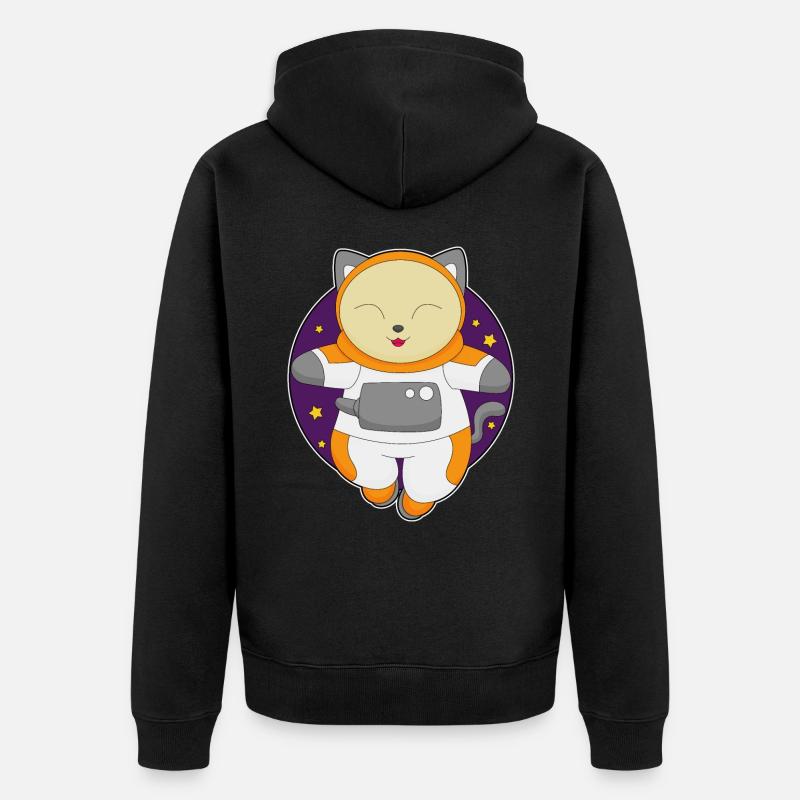 Cat Astronaute Espace - Veste à capuche bio Premium Unisexe - noir