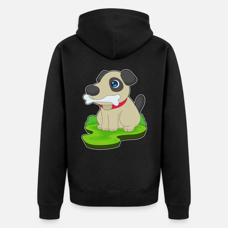 Hund Knochen - Unisex Premium Bio Zip Hoodie - Schwarz