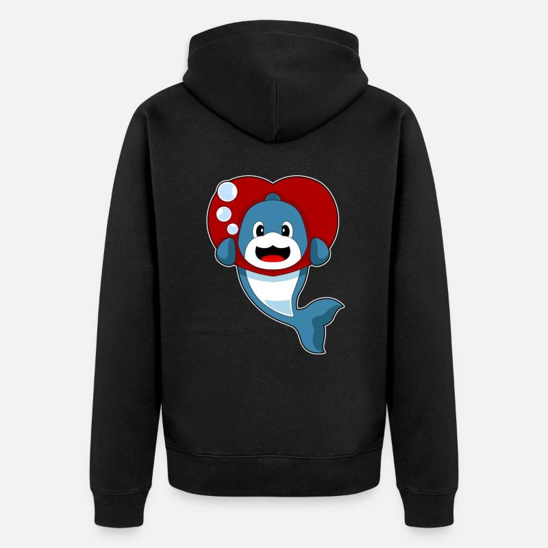 Cœur de dauphin - Veste à capuche bio Premium Unisexe - noir