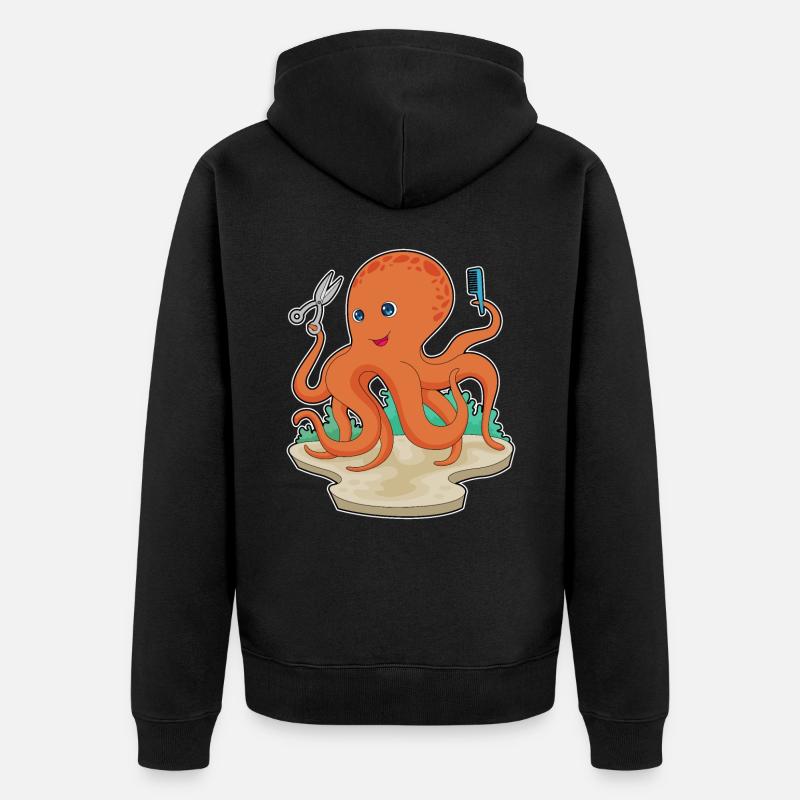 Octopus Coiffeur Ciseaux - Veste à capuche bio Premium Unisexe - noir