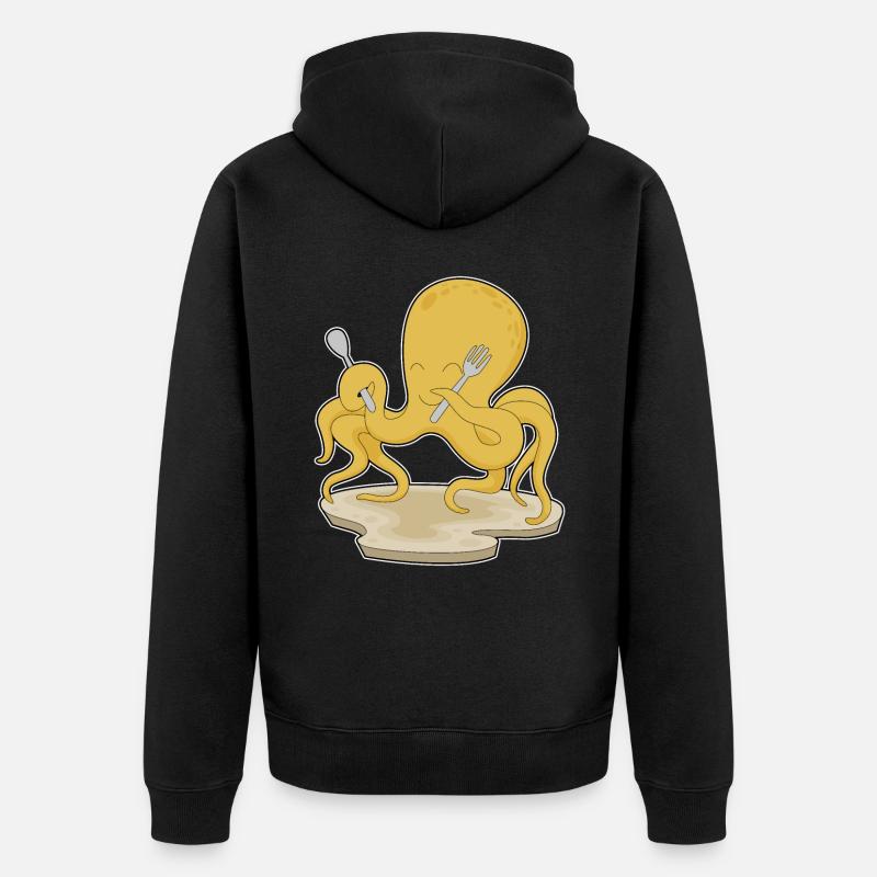 Octopus Spoon Fork - Unisex Premium Organic Zip Hoodie - black