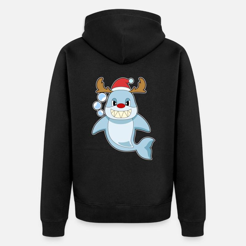 Requin Noël renne - Veste à capuche bio Premium Unisexe - noir